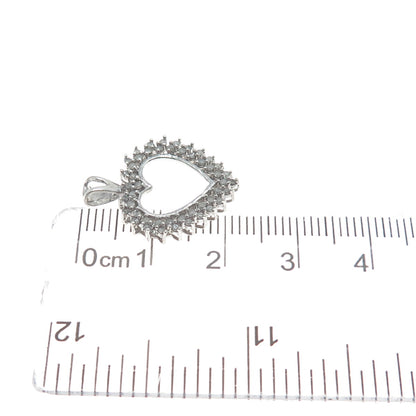 925 Sterling Silver Real Round-Cut Diamond Heart Minimalist Charm Pendant