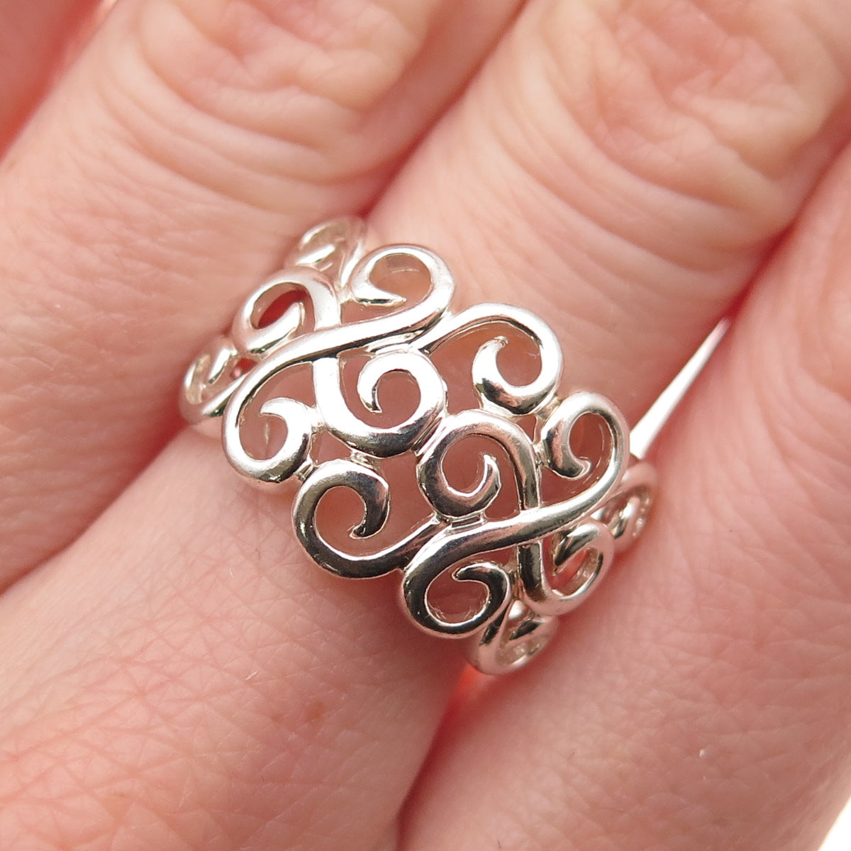 Ross Simons 925 Sterling Silver Vintage Modernist Swirl Ring Size 7
