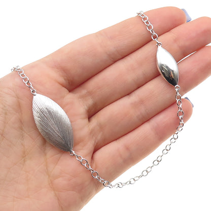 925 Sterling Silver Petal Station Cable Chain Necklace 28"