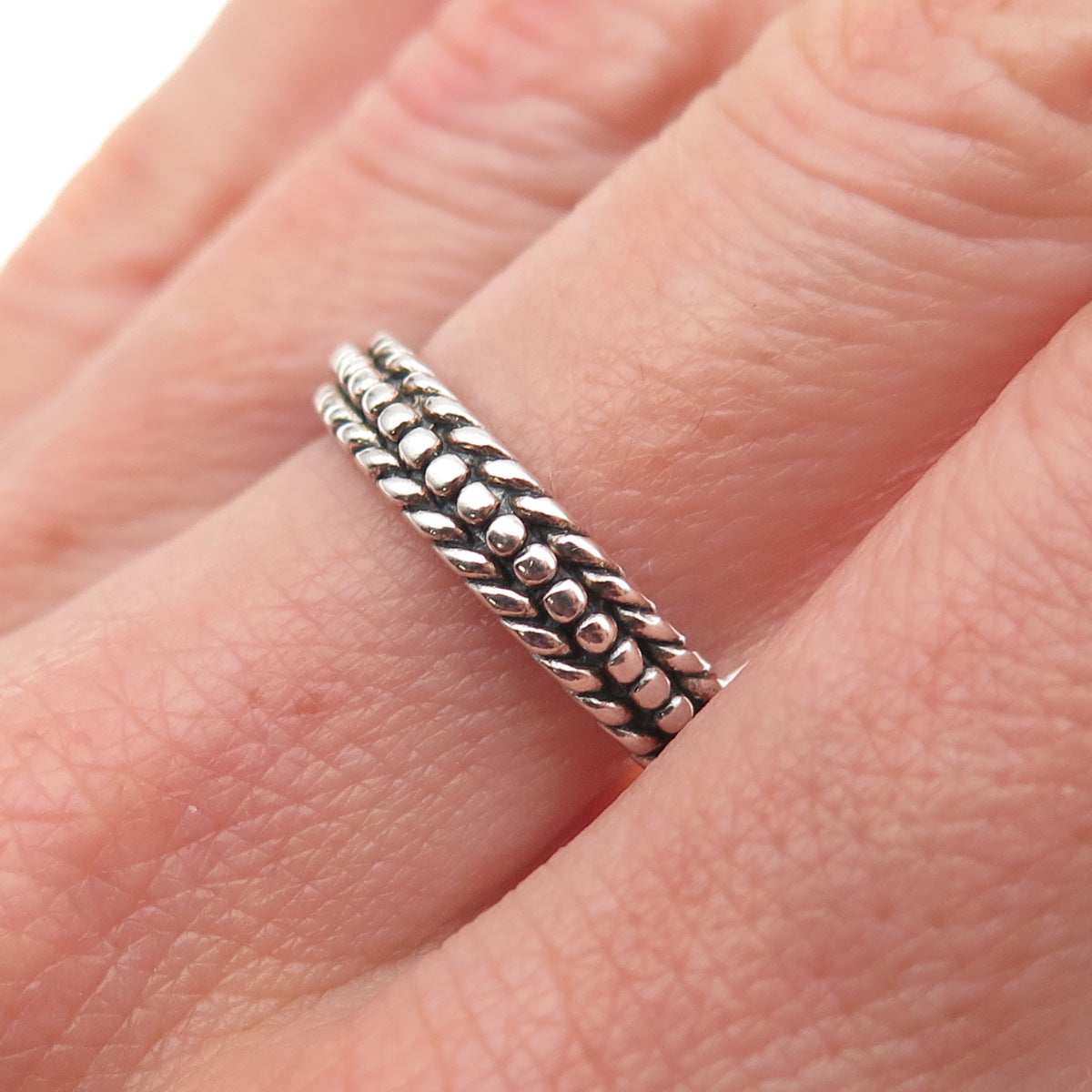 Chapal Zenray 925 Sterling Silver Vintage Dotted Oxidized Band Ring Size 7