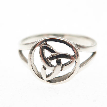 925 Sterling Silver Vintage Celtic Trinity Ring Size 6.25