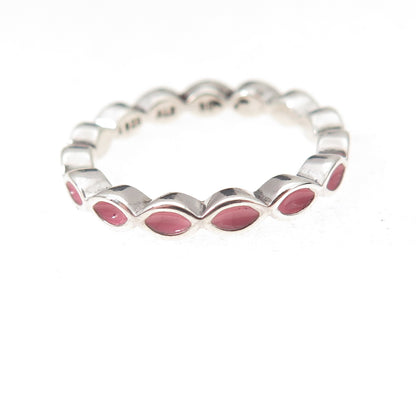Pandora 925 Sterling Silver Pink Enamel Joy Band Ring Size 5.25
