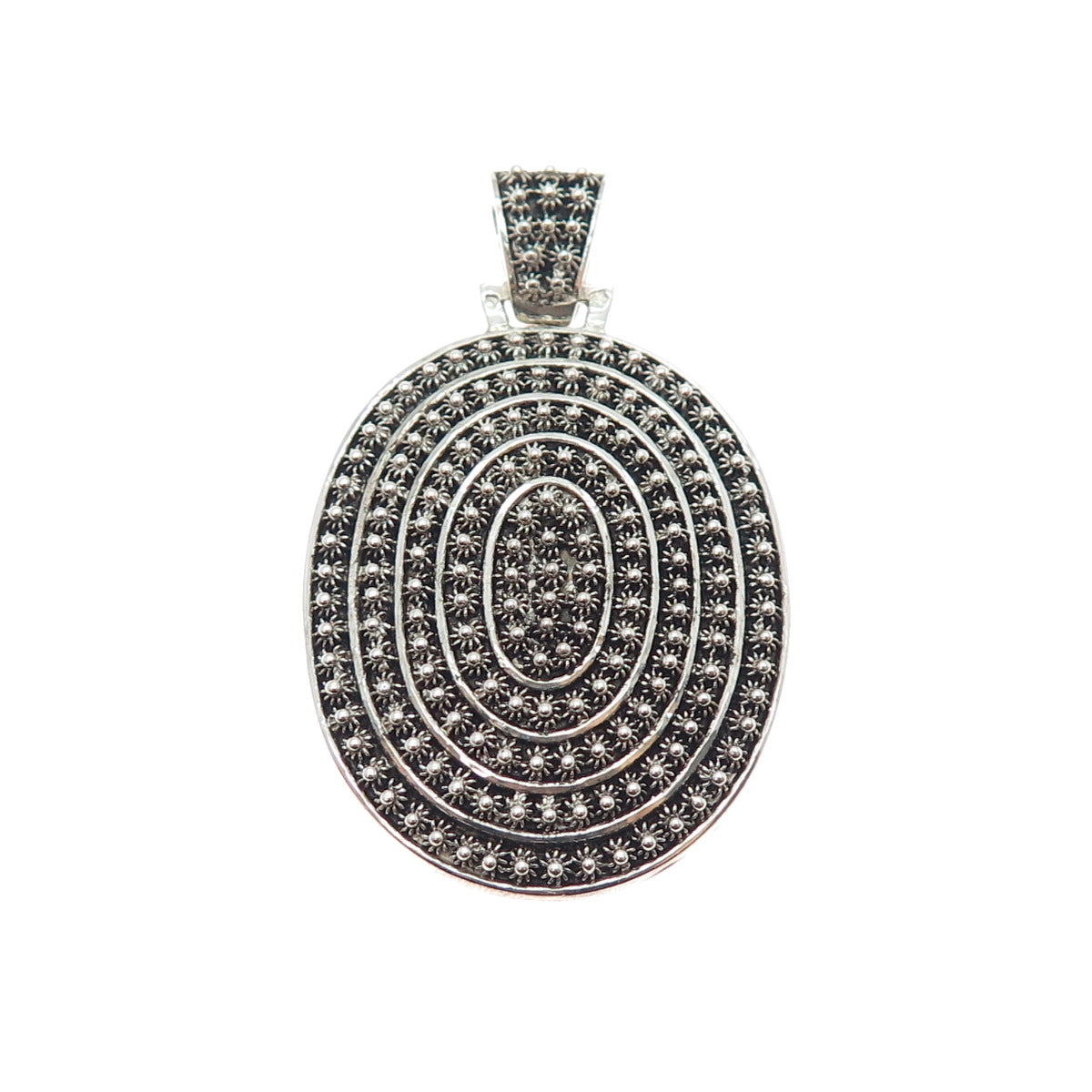 835 Silver Vintage Portugal Cannetille Oxidized Pendant