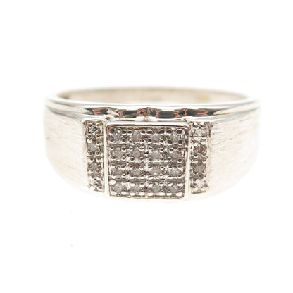 Danbury Mint 925 Sterling Silver Real Round-Cut Diamond Ring Size 10.25