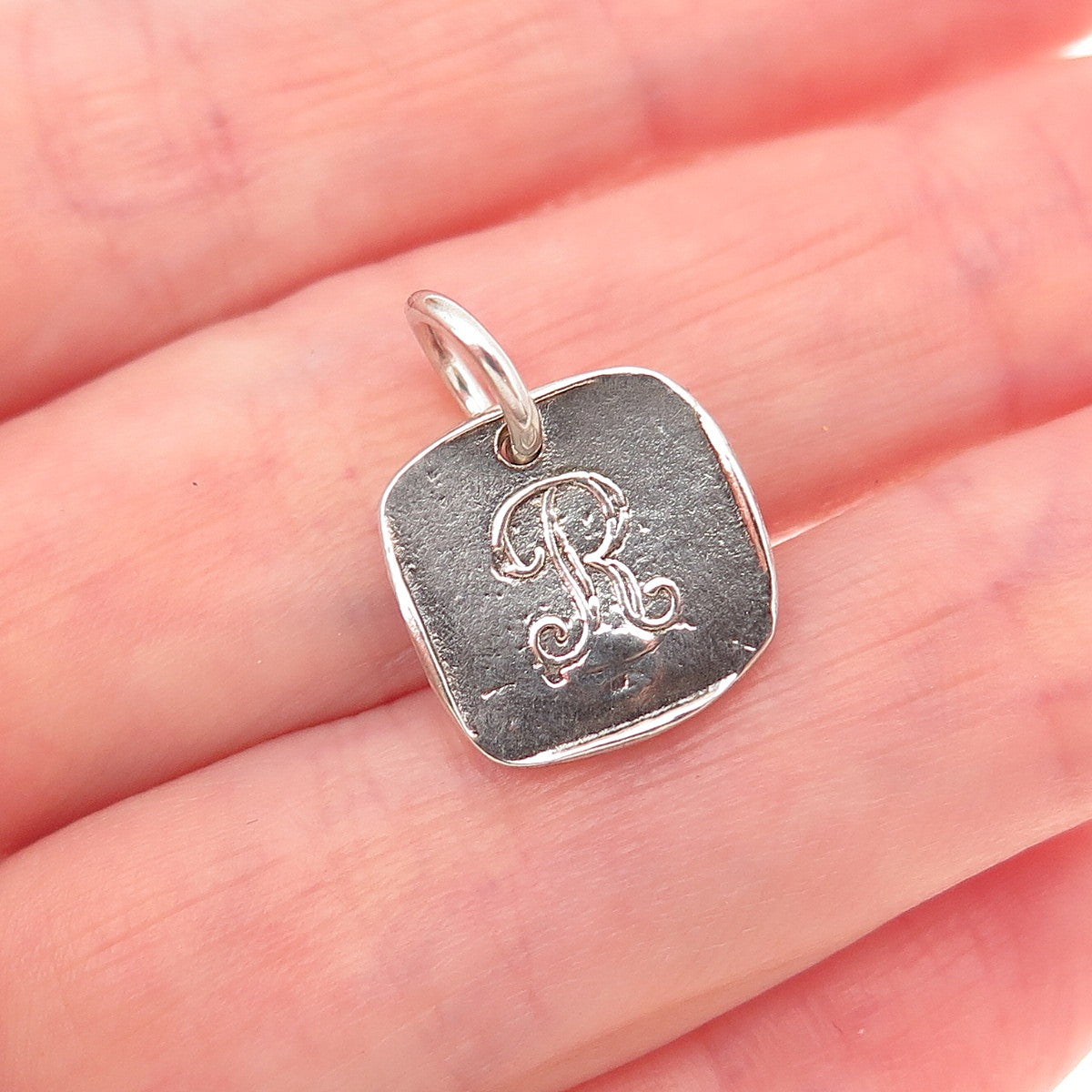 Waxing Poetic Sterling Silver Vintage Letter R Initial Stamp Seal Charm Pendant