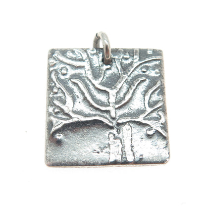 999 Silver Vintage Modernist Tree Oxidized Pendant