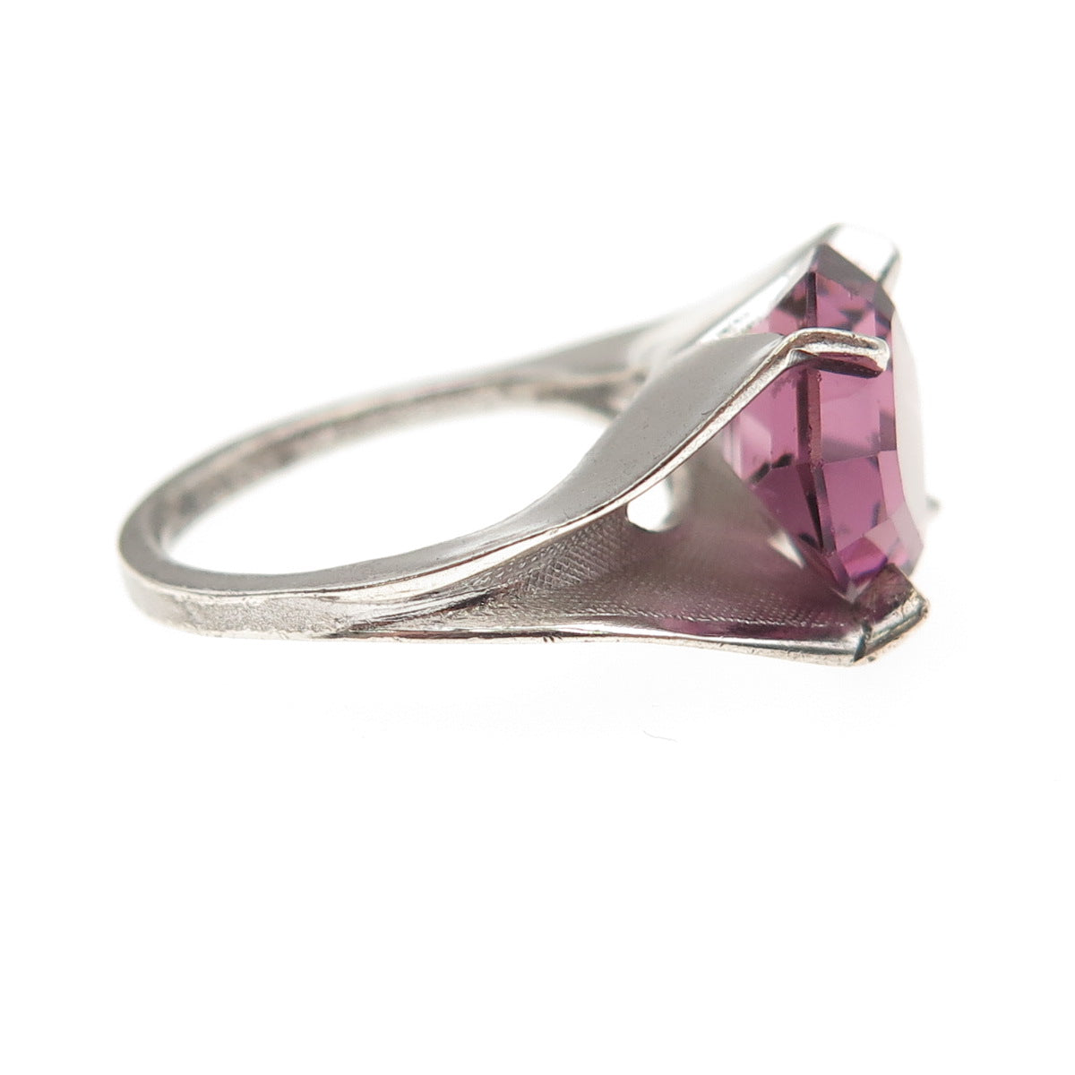Clark & Coombs Sterling Silver Antique Art Deco Purple Rhinestone Ring Size 5