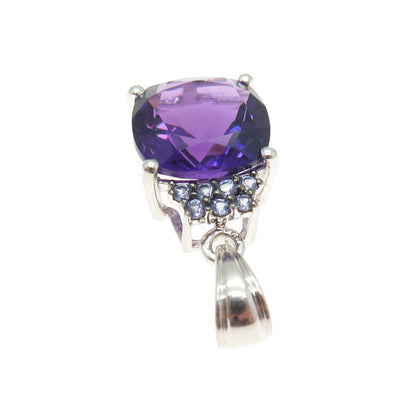 925 Sterling Silver Real Amethyst & Tanzanite Gemstone Pendant