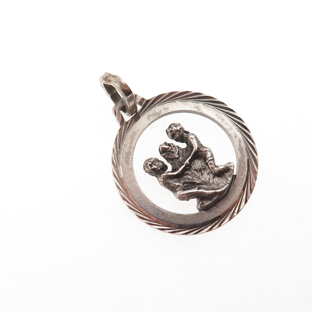925 Sterling Silver Vintage Gemini Zodiac Sign Oxidized Mini Charm Pendant