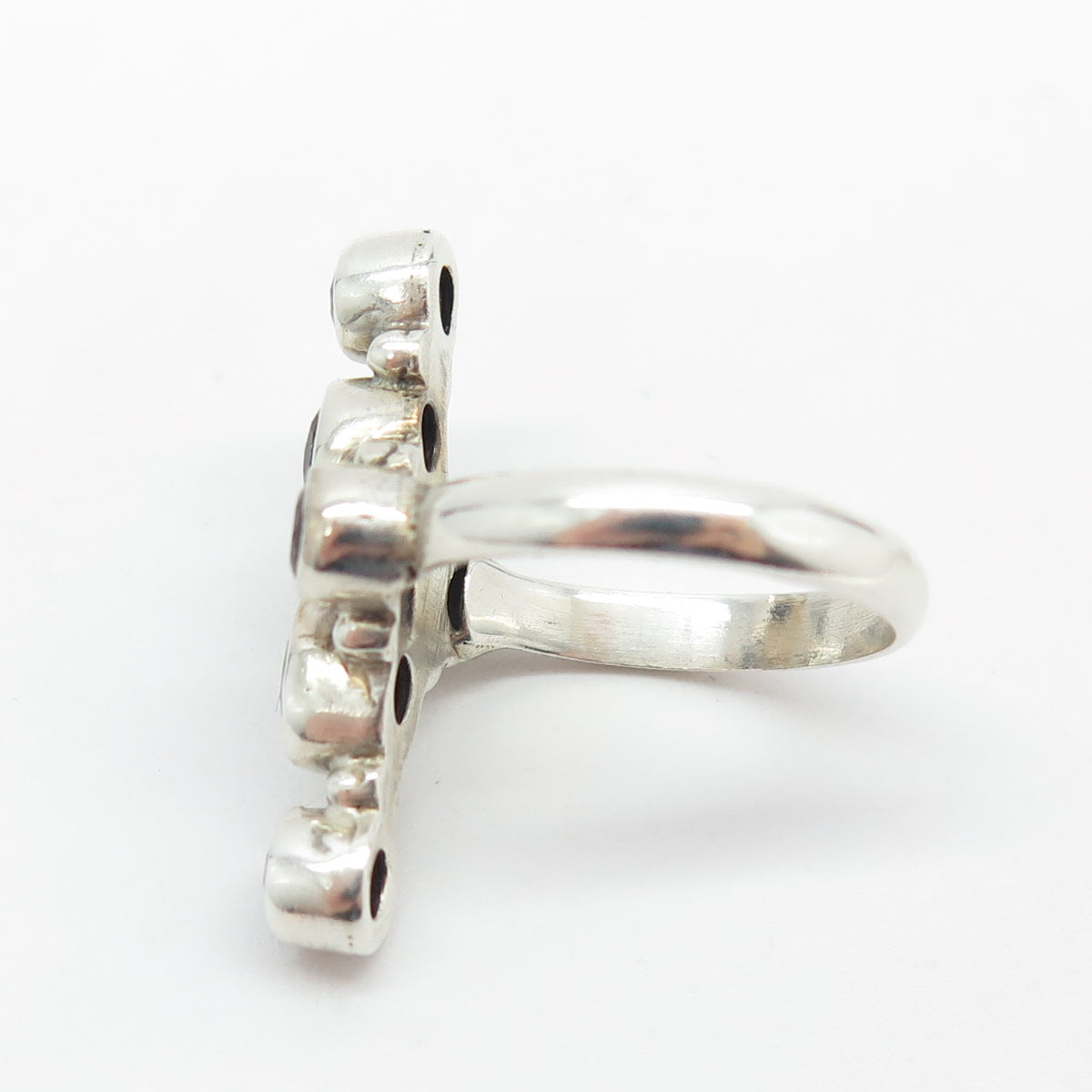 925 Sterling Silver Vintage Real Smoky Quartz Cross Ring Size 7