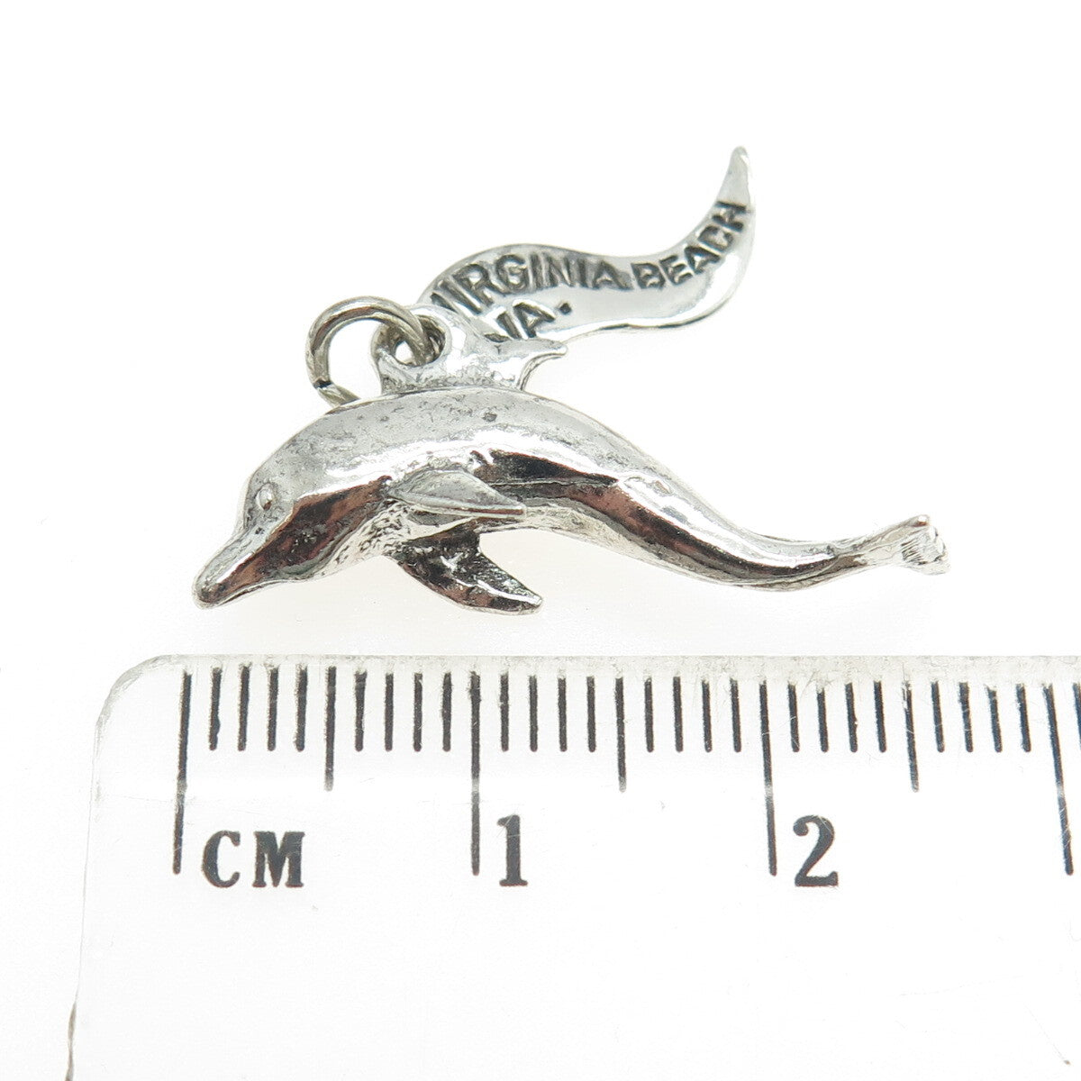 PACIFIC JEWELRY 925 Sterling Silver Vintage "Virginia Beach" Dolphin 3D Pendant