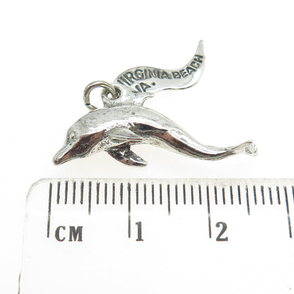 PACIFIC JEWELRY 925 Sterling Silver Vintage "Virginia Beach" Dolphin 3D Pendant