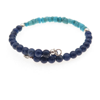 Carolyn Pollack AW Old Pawn Sterling Turquoise & Lapis Adjustable Bracelet 6.75"