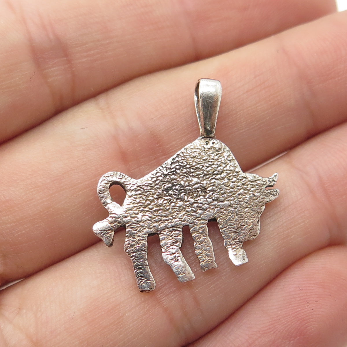 925 Sterling Silver Vintage Taurus Zodiac Sign Pendant