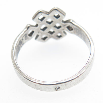 925 Sterling Silver Vintage Celtic Knot Oxidized Ring Size 6