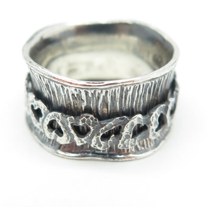 925 Sterling Silver Vintage Textured Modernist Ring Size 8
