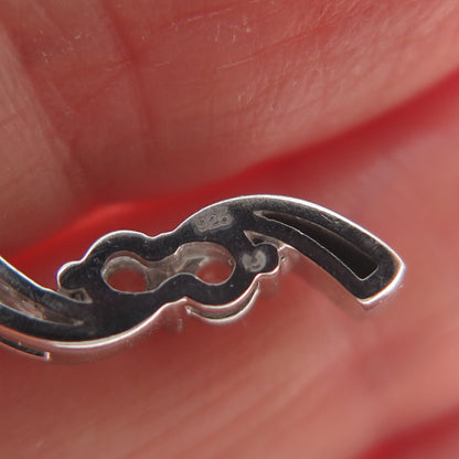 925 Sterling Silver Round-Cut C Z Wavy Minimalist Charm Slide Pendant