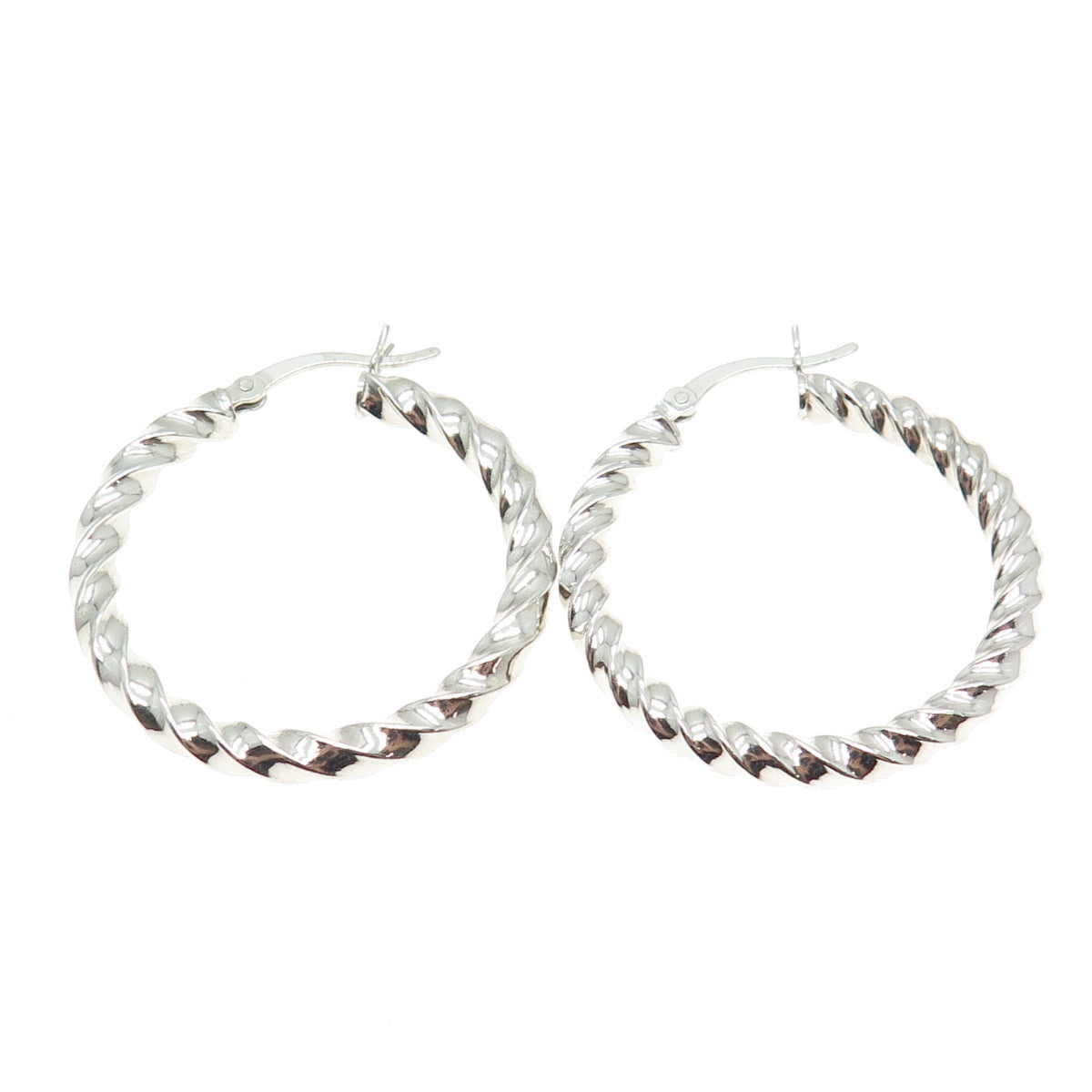 925 Sterling Silver Twisted Hinged Hoop Earrings