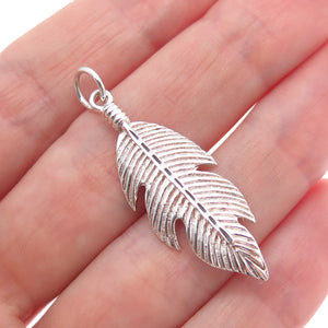 925 Sterling Silver Vintage Feather Southwestern Charm Pendant