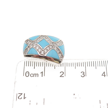 Eric Grossbardt Sterling Silver Real Turquoise & C Z Mini Slide Charm Pendant
