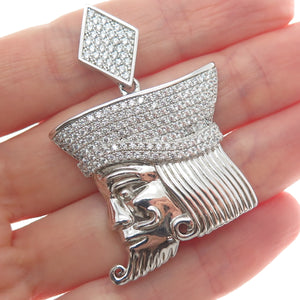 925 Sterling Silver Round-Cut Shaped C Z King of Diamonds Playing Cards Pendant
