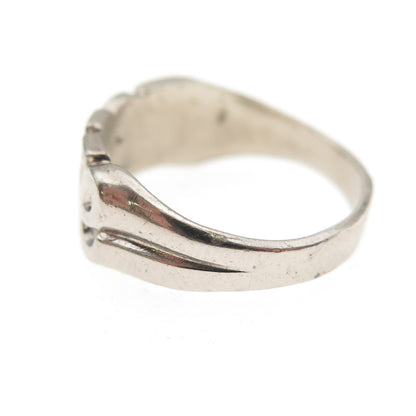 925 Sterling Silver Vintage Love Oxidized Ring Size 5 (missing stone)
