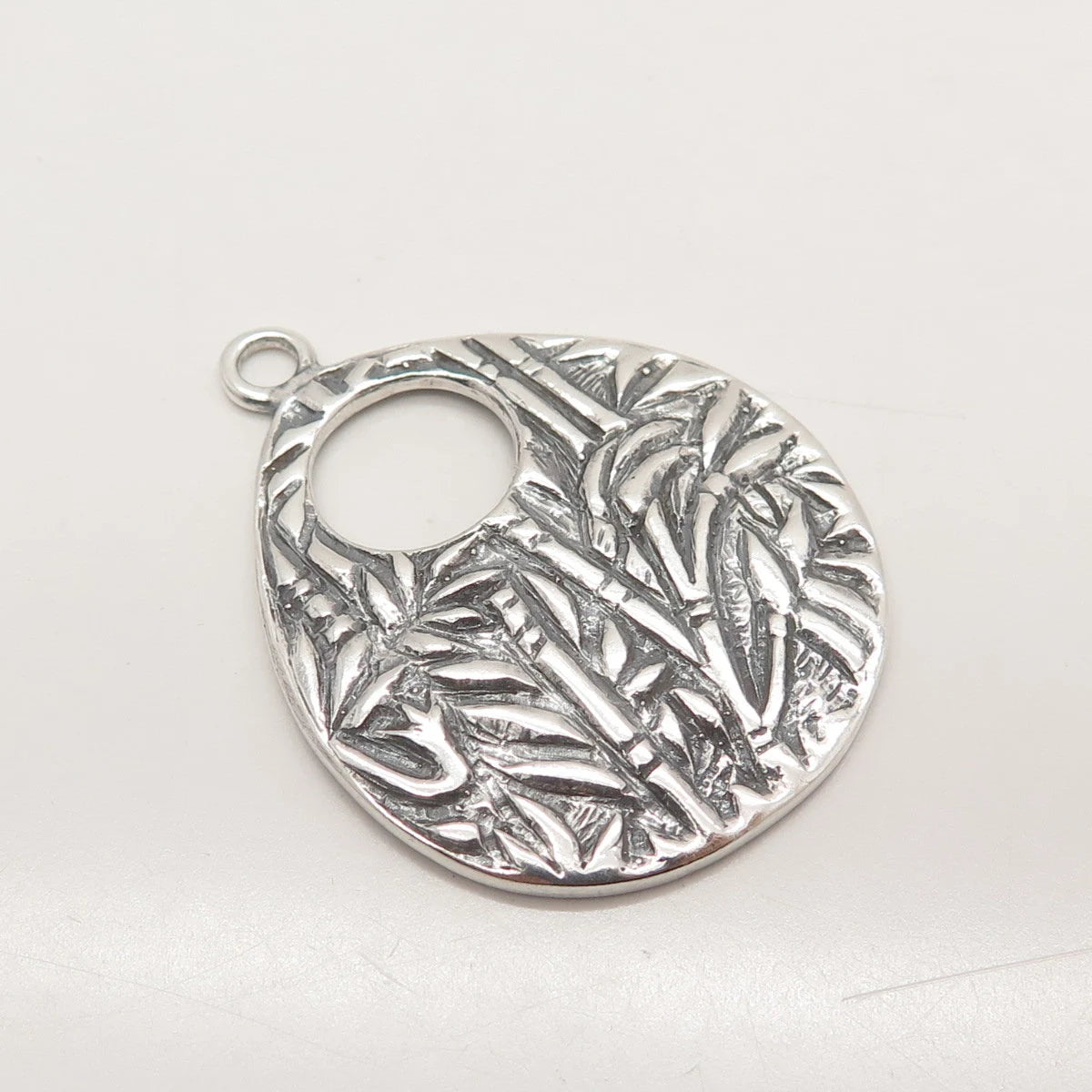 925 Sterling Silver Vintage Bamboo Plant Pendant