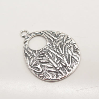 925 Sterling Silver Vintage Bamboo Plant Pendant