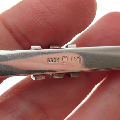 Eiler & Marloe 830S Silver Vintage Denmark Modernist Oxidized Tie Bar Clip