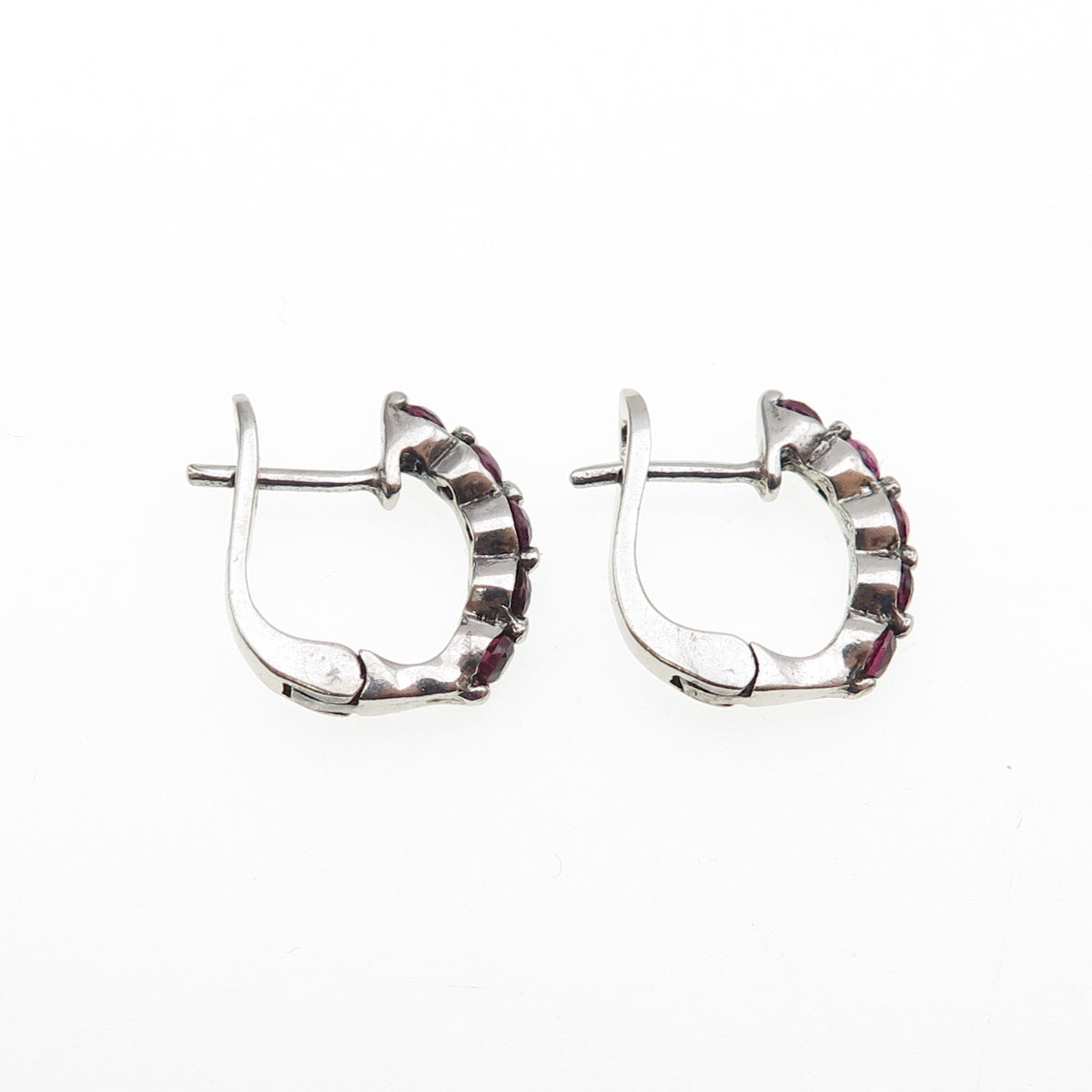 925 Sterling Silver Real Round-Cut Rhodolite Earrings