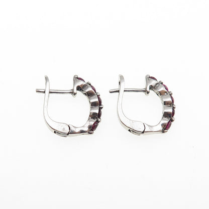 925 Sterling Silver Real Round-Cut Rhodolite Earrings