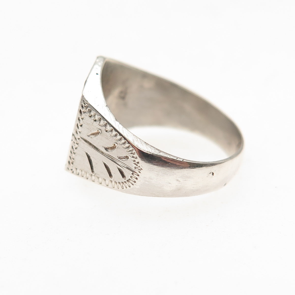 925 Sterling Silver 10K Gold Antique Art Deco Enamel St. Mary Ring Size 4.75