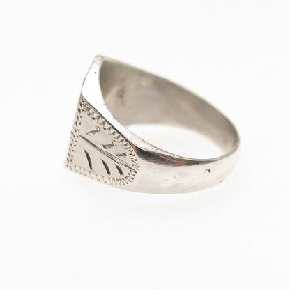 925 Sterling Silver 10K Gold Antique Art Deco Enamel St. Mary Ring Size 4.75