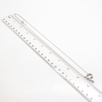 925 Sterling Silver Multi-Color C Z Rolo Chain Necklace 18"