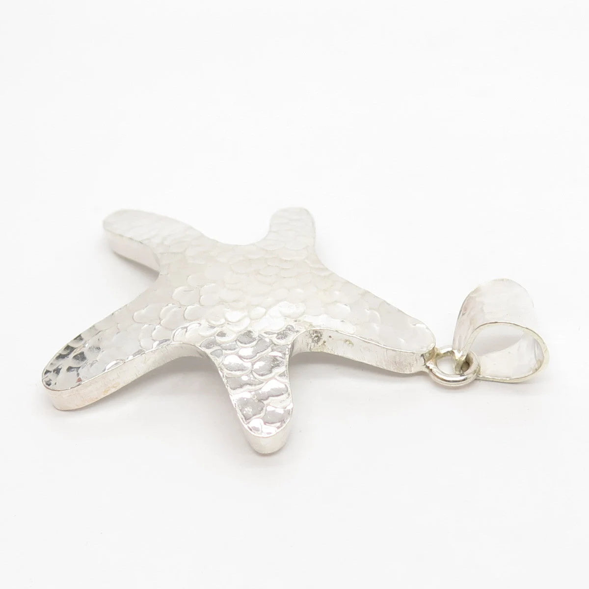 925 Sterling Silver Vintage Hammered Finish Sea Star / Starfish Pendant