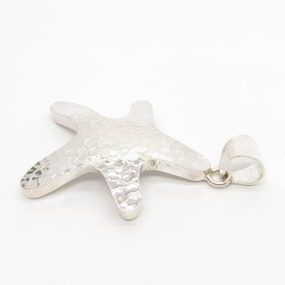 925 Sterling Silver Vintage Hammered Finish Sea Star / Starfish Pendant