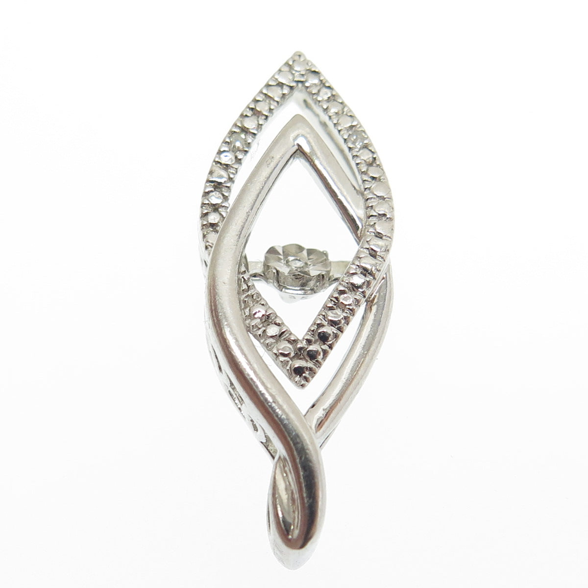 925 Sterling Silver Real Round-Cut Diamond Accent Interlocked Pendant