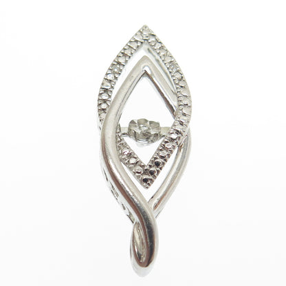 925 Sterling Silver Real Round-Cut Diamond Accent Interlocked Pendant