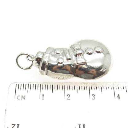 925 Sterling Silver Vintage Snowman Hollow Charm Pendant