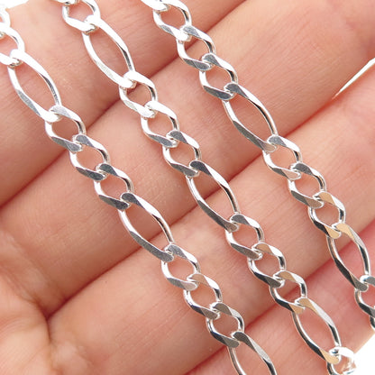 925 Sterling Silver Vintage Italy Figaro Chain Necklace 20"