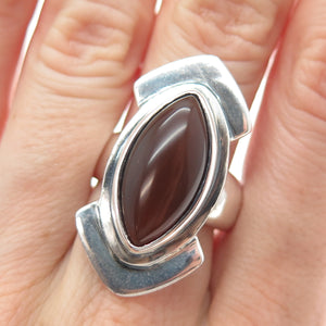 925 Sterling Silver Vintage Real Agate Modernist Ring Size 8.75