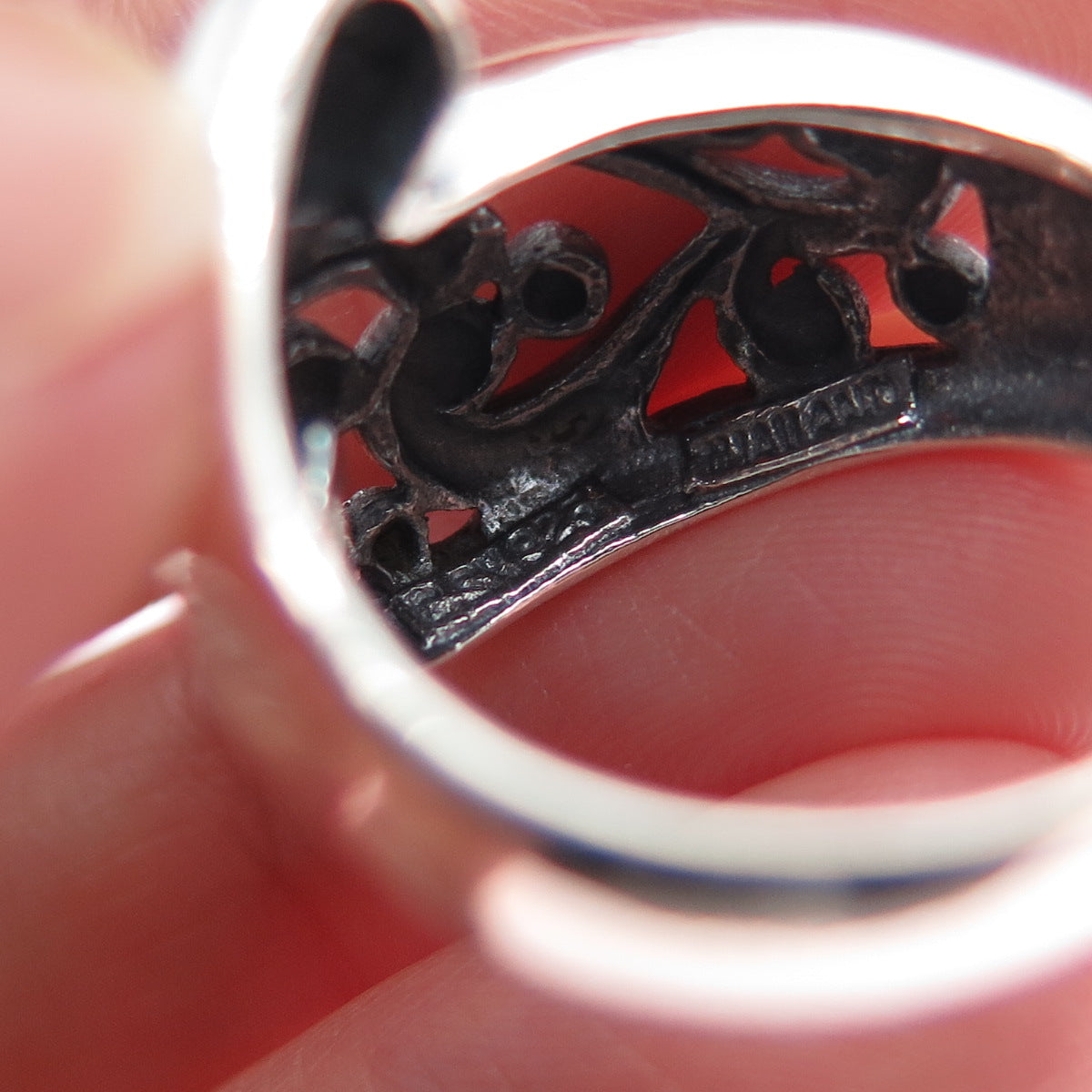 SX SALLY C 925 Sterling Silver Vintage Modernist Swirl Heart Ring Size 6.25