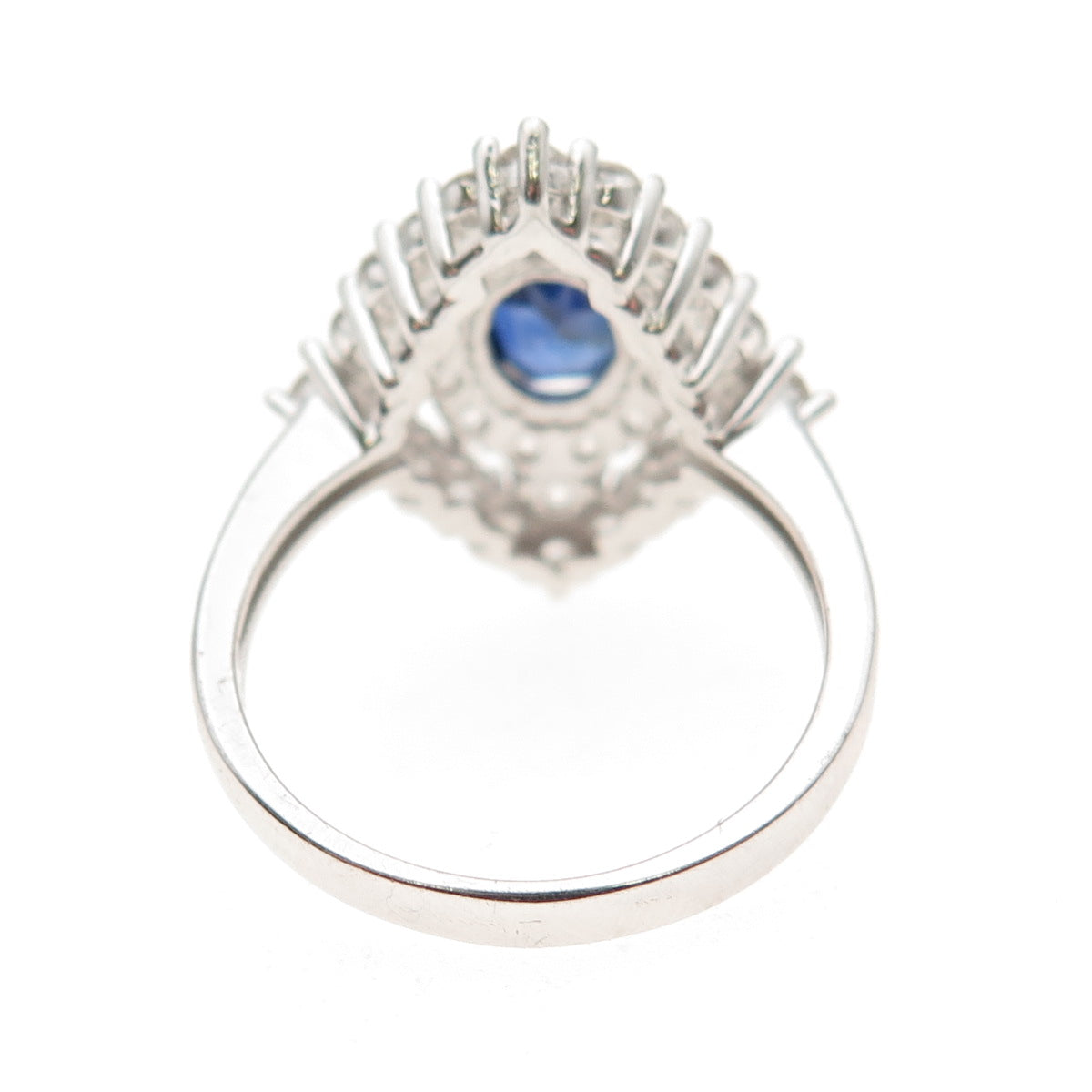 925 Sterling Silver Vintage Real Sapphire & White Topaz Ring Size 8.25