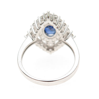 925 Sterling Silver Vintage Real Sapphire & White Topaz Ring Size 8.25