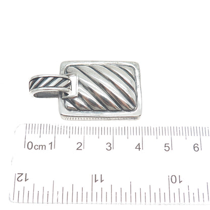 SIDNEY EVAN 925 Sterling Silver Vintage Modernist Ribbed Oxidized Pendant