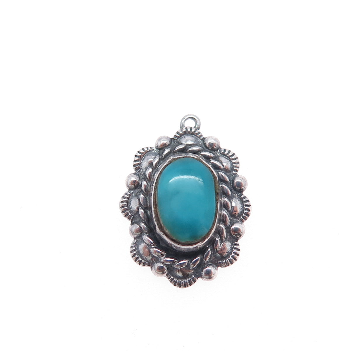 Old Pawn 925 Sterling Silver Vintage Southwestern Bisbee Turquoise Mini Pendant