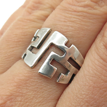 925 Sterling Silver Vintage Maze Modernist Ring Size 8.25