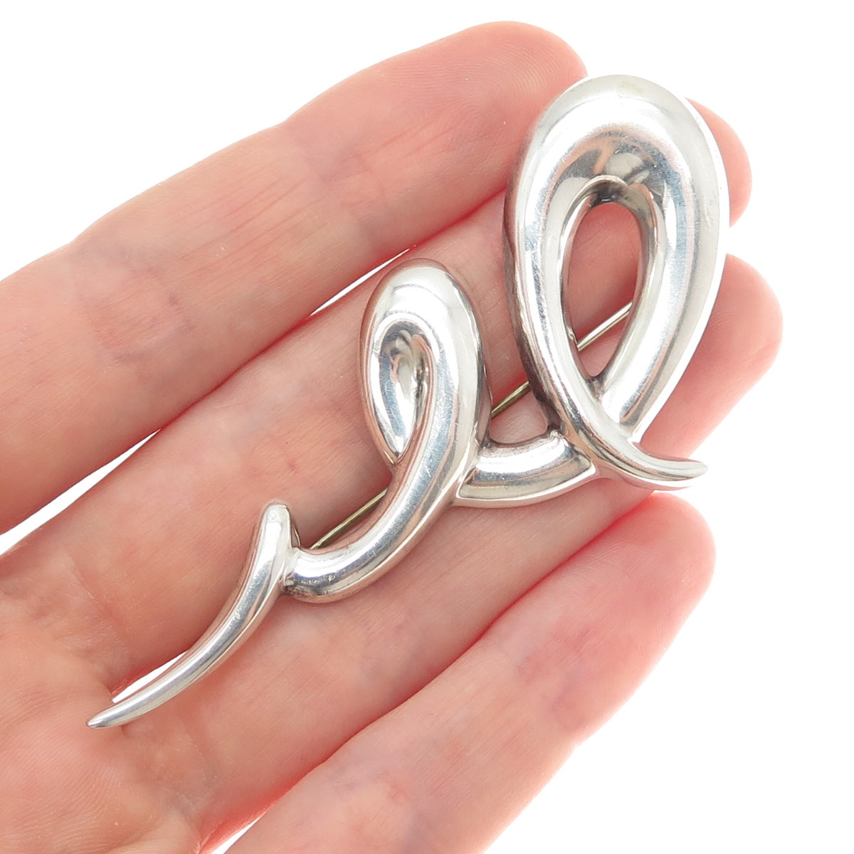 CNA PRANDA 925 Sterling Silver Vintage Modernist Twisted Pin Brooch