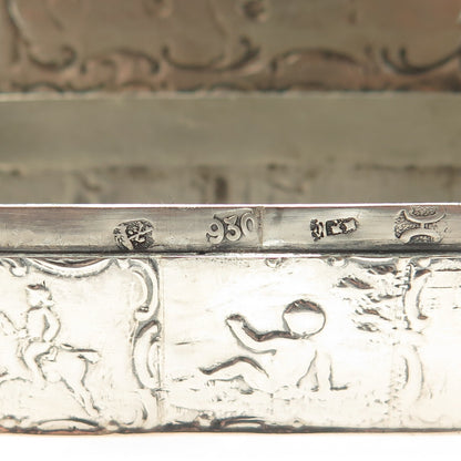 930 Silver Antique Art Deco Netherlands Genre Scene Collectable Tobacco Box