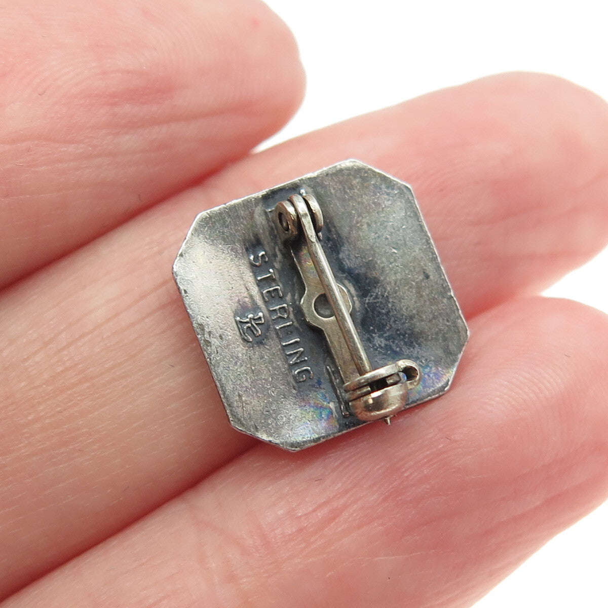 925 Sterling Silver Vintage 4-H Club 4th Year Membership Achievement Pin Brooch